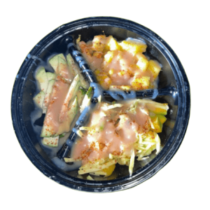 Bandeja frutas con tres compartimientos